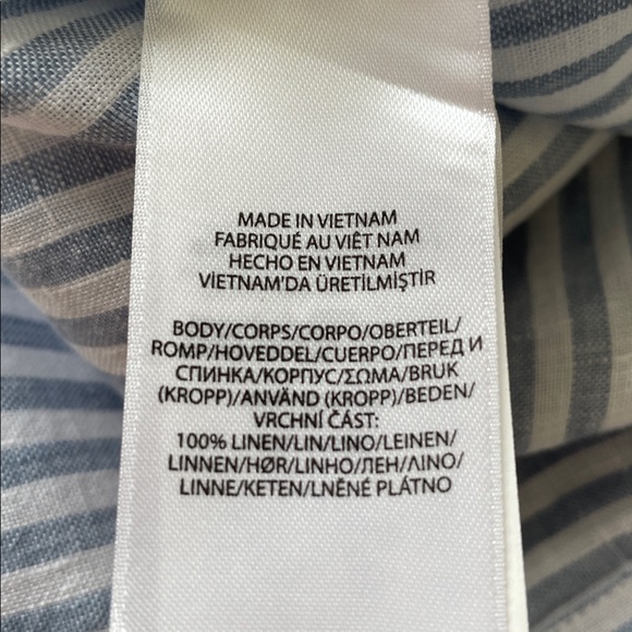 Ralph Lauren Black Label Linen Striped Tie-Front Button Down Collar Shirt Medium - Picture 14 of 15